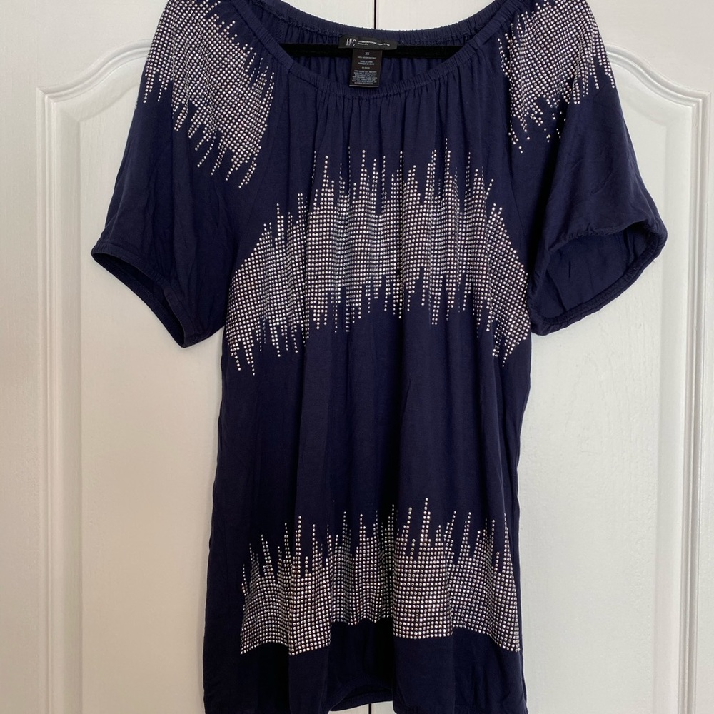 INC Off-the-Shoulder Blouse with Silver Detailing
